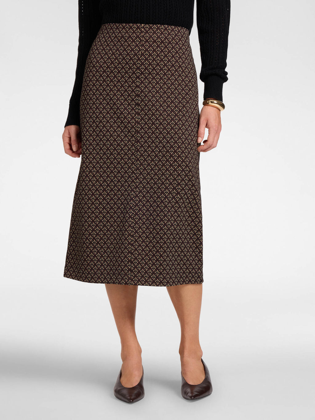 Gonna Tubino Midi Jacquard Geometrico Nero - Elena Mirò