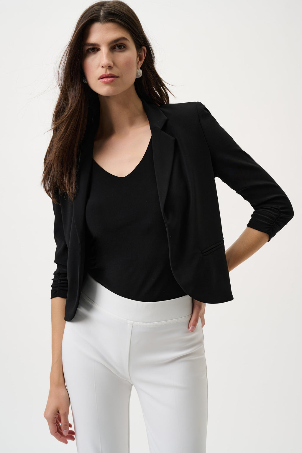 Blazer Classico con Maniche Arricciate Nero - Joseph Ribkoff