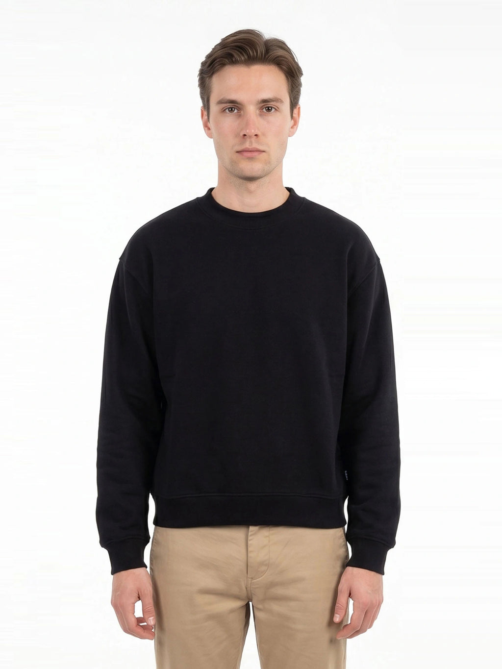 Felpa Girocollo Cropped Sportswear Nero - Berna