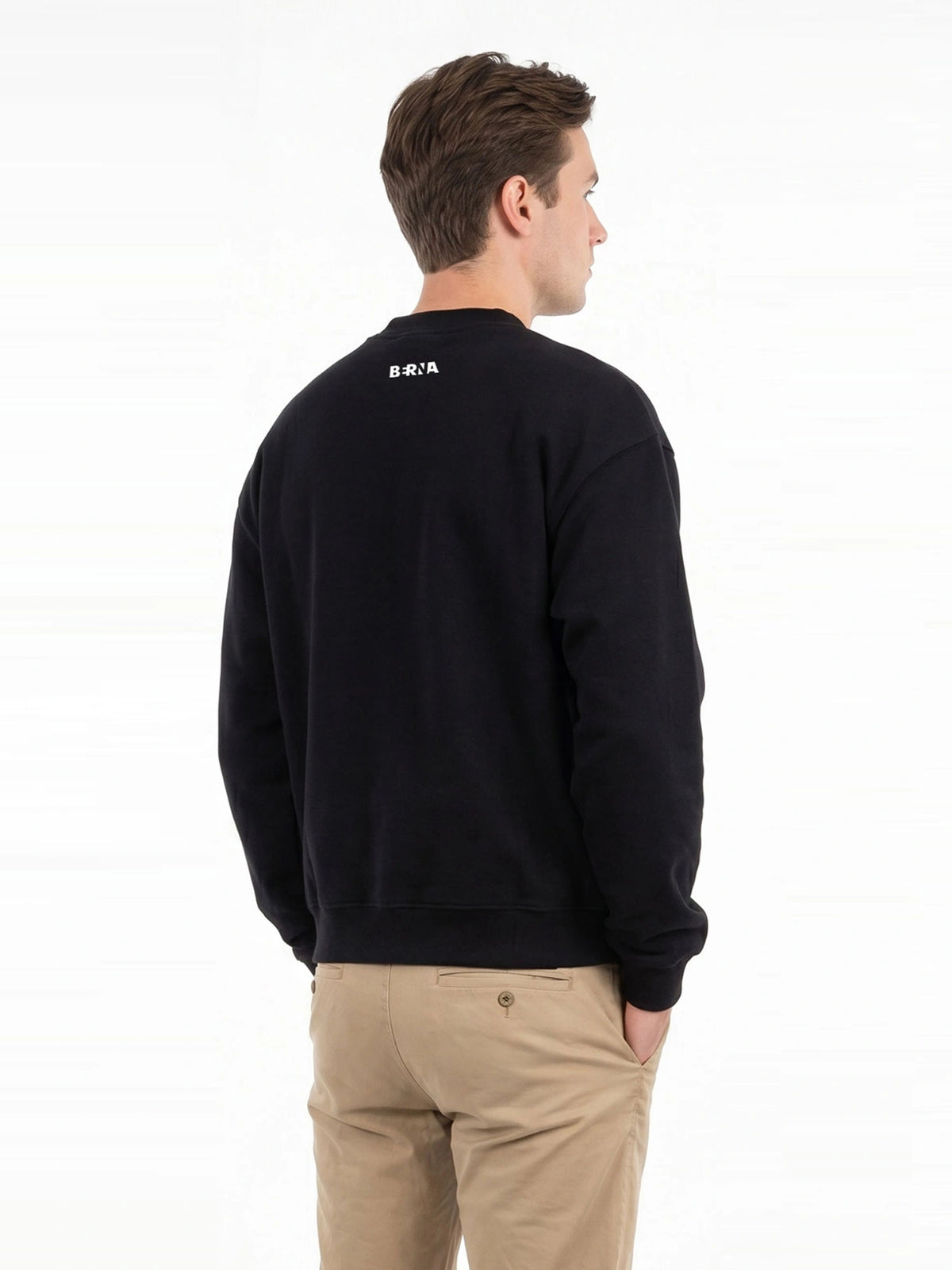 Felpa Girocollo Cropped Sportswear Nero - Berna