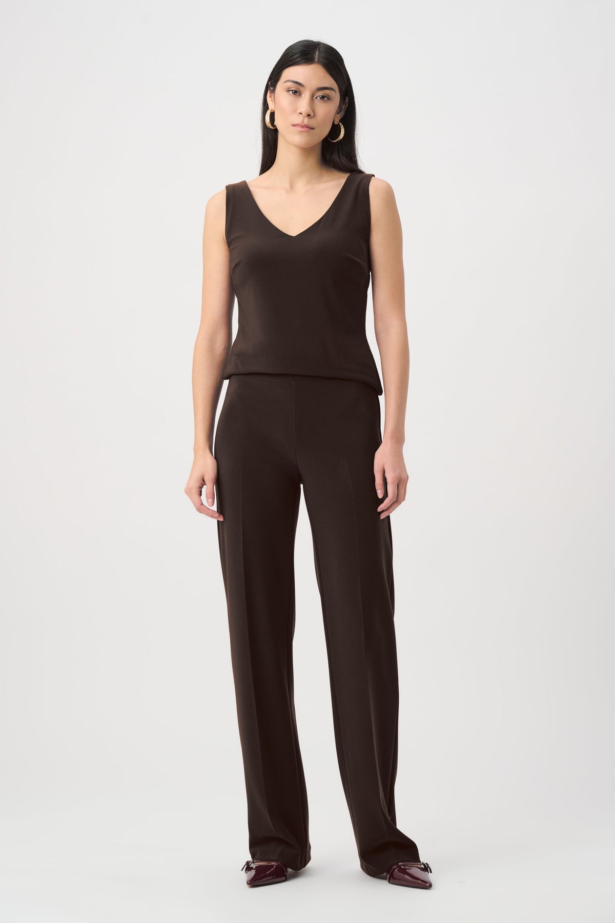 Pantalone a Gamba Larga Classico Moka - Joseph Ribkoff