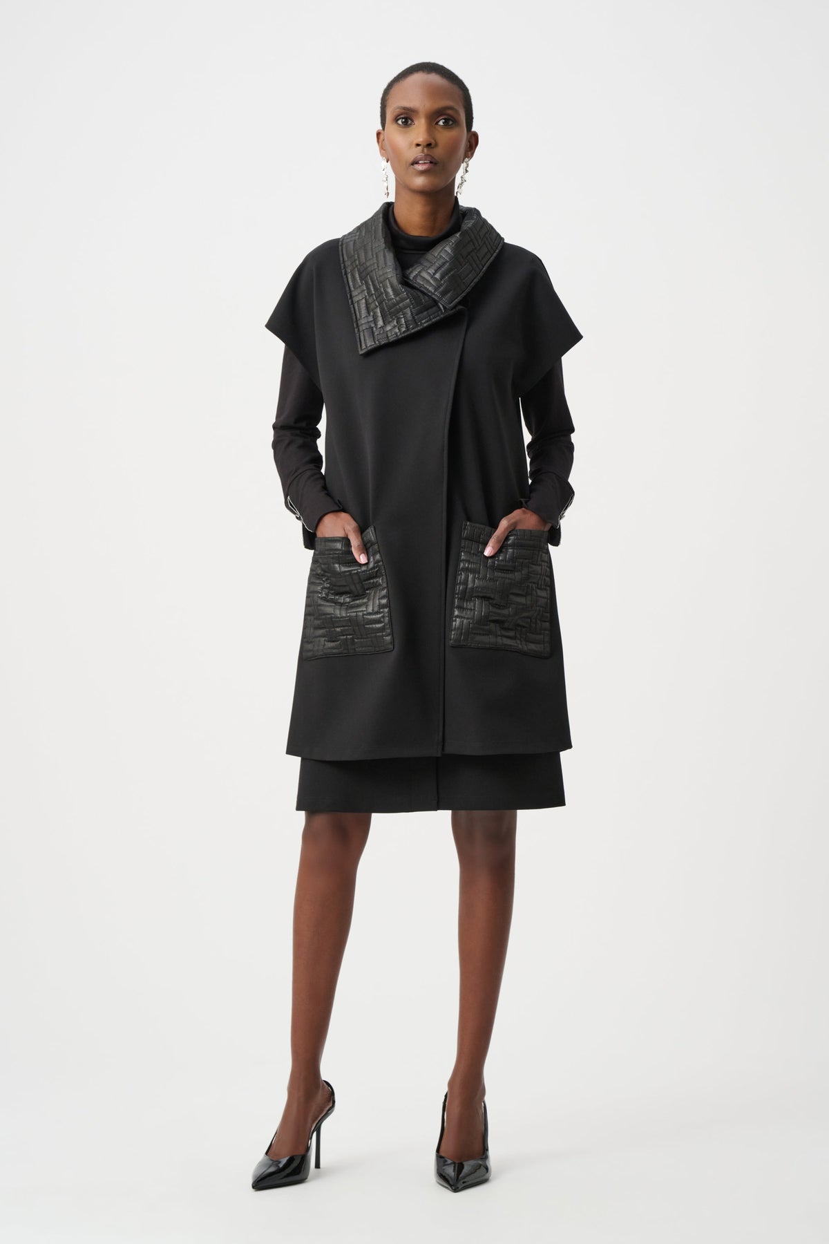 Gilet con Tasche Trapuntate Nero - Joseph Ribkoff