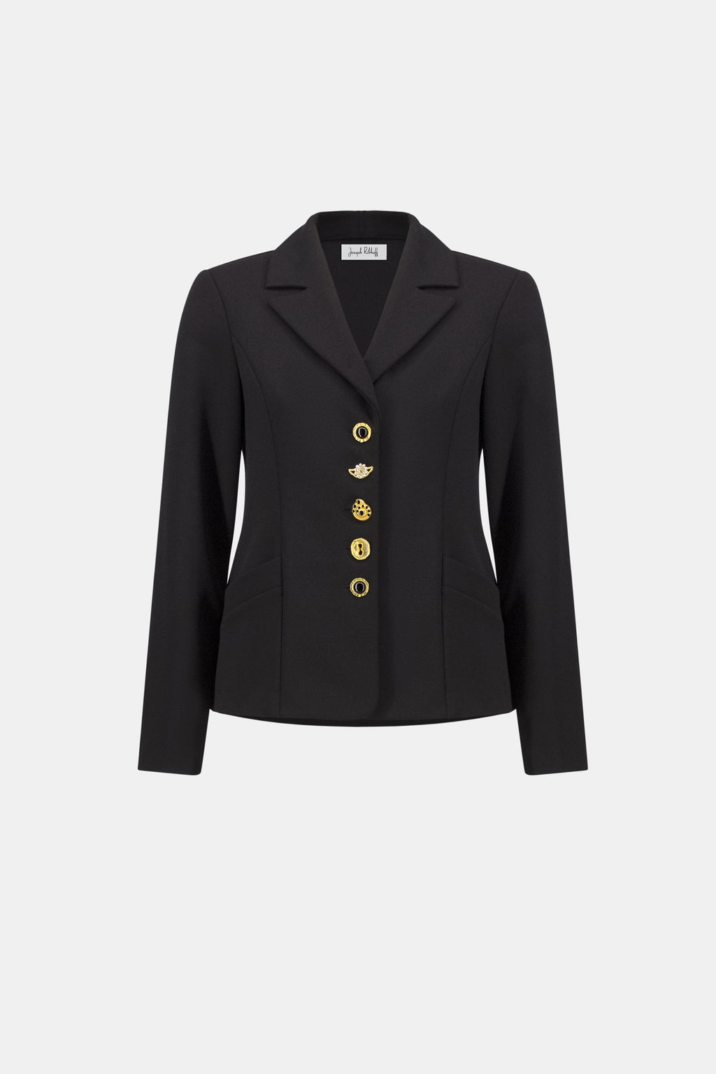 Blazer Sciancrato con Bottoni Gioiello Nero - Joseph Ribkoff