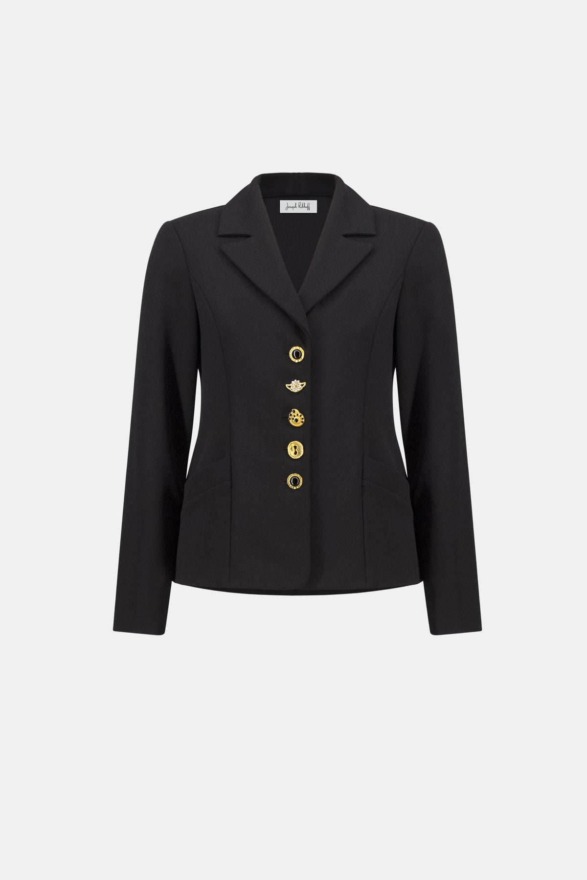 Blazer Sciancrato con Bottoni Gioiello Nero - Joseph Ribkoff