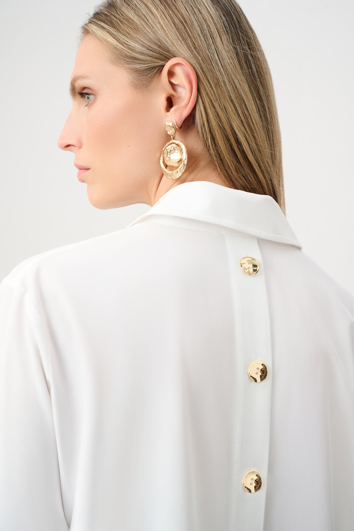 Top in Popeline con Collo a Camicia Panna - Joseph Ribkoff