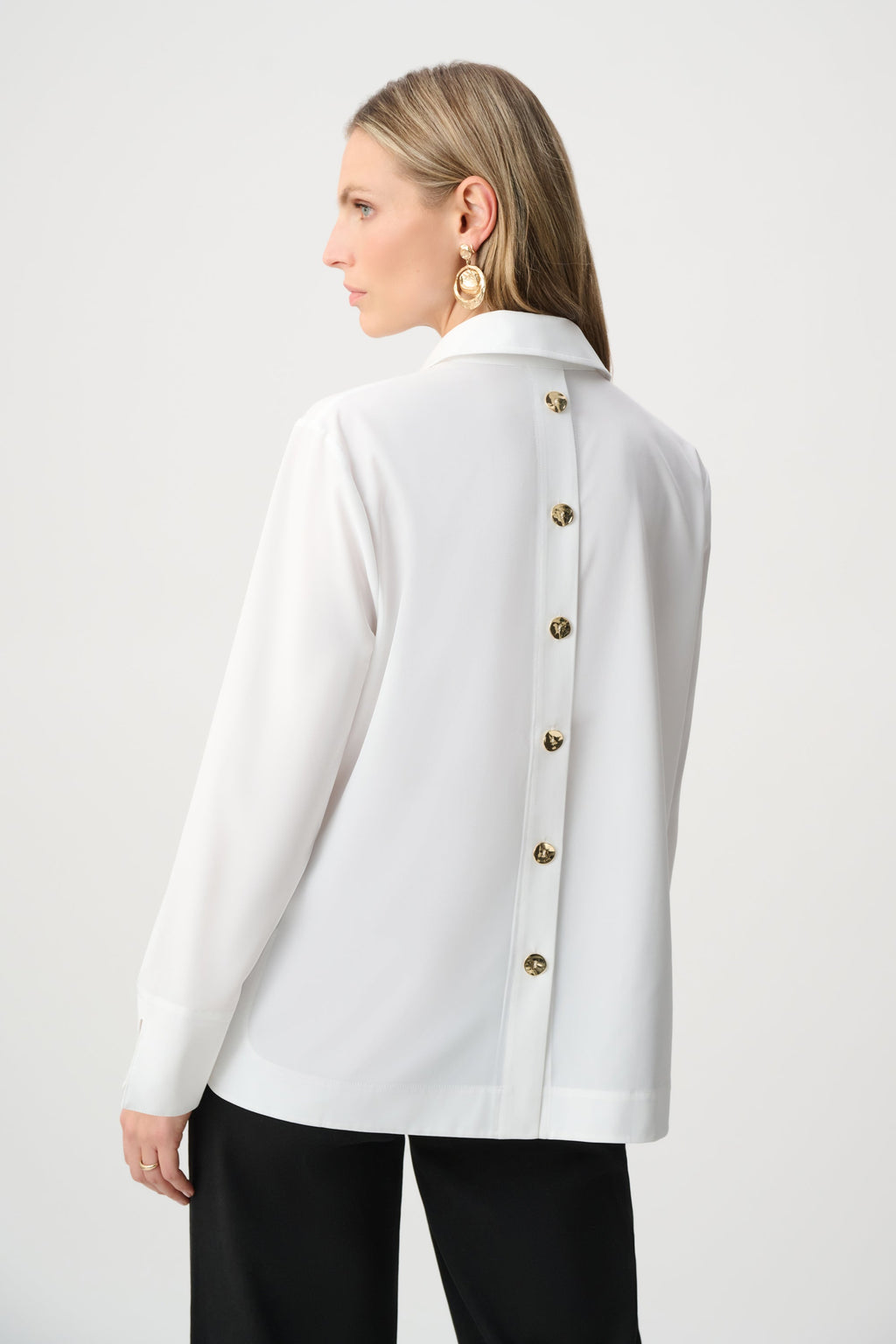 Top in Popeline con Collo a Camicia Panna - Joseph Ribkoff