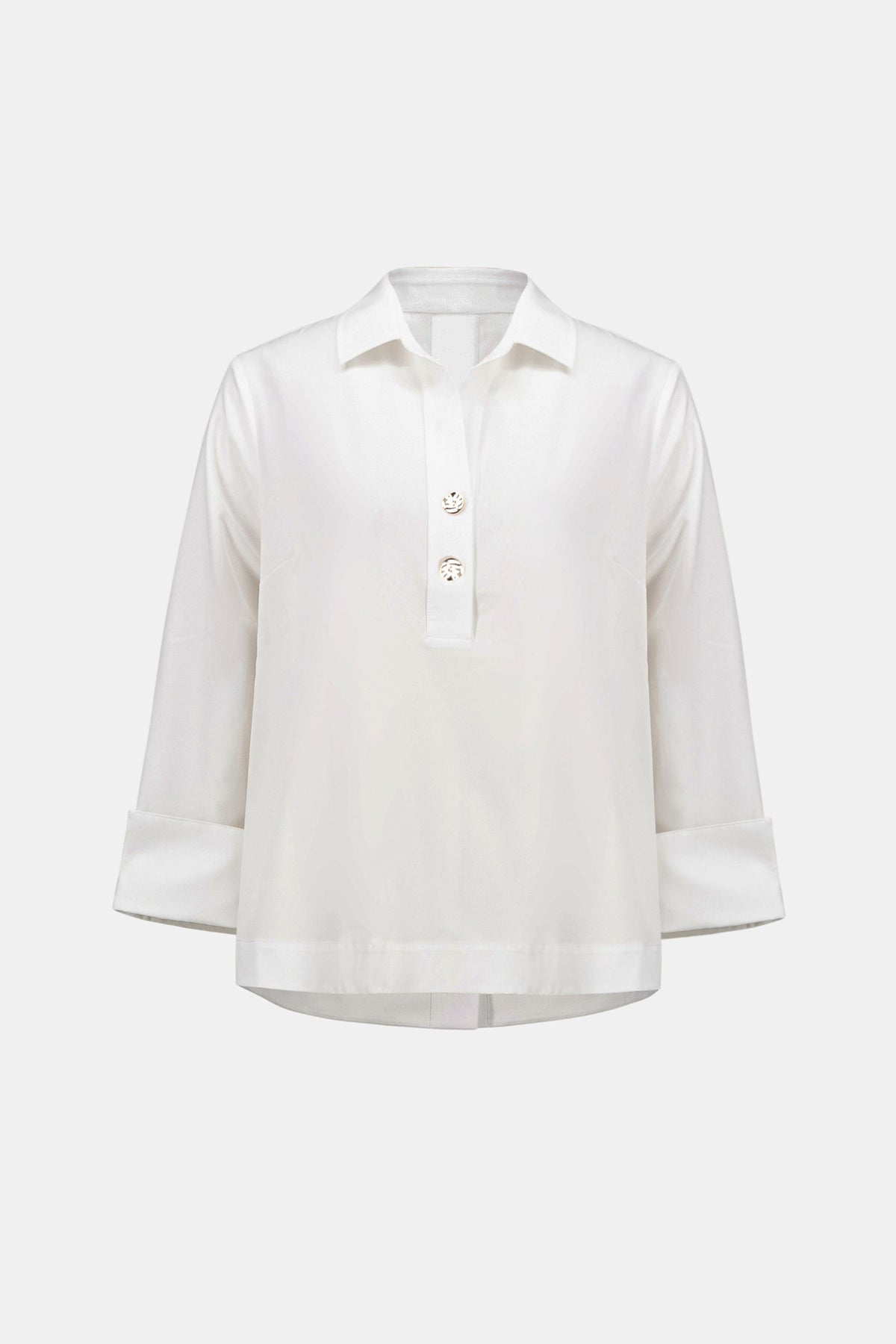 Top in Popeline con Collo a Camicia Panna - Joseph Ribkoff