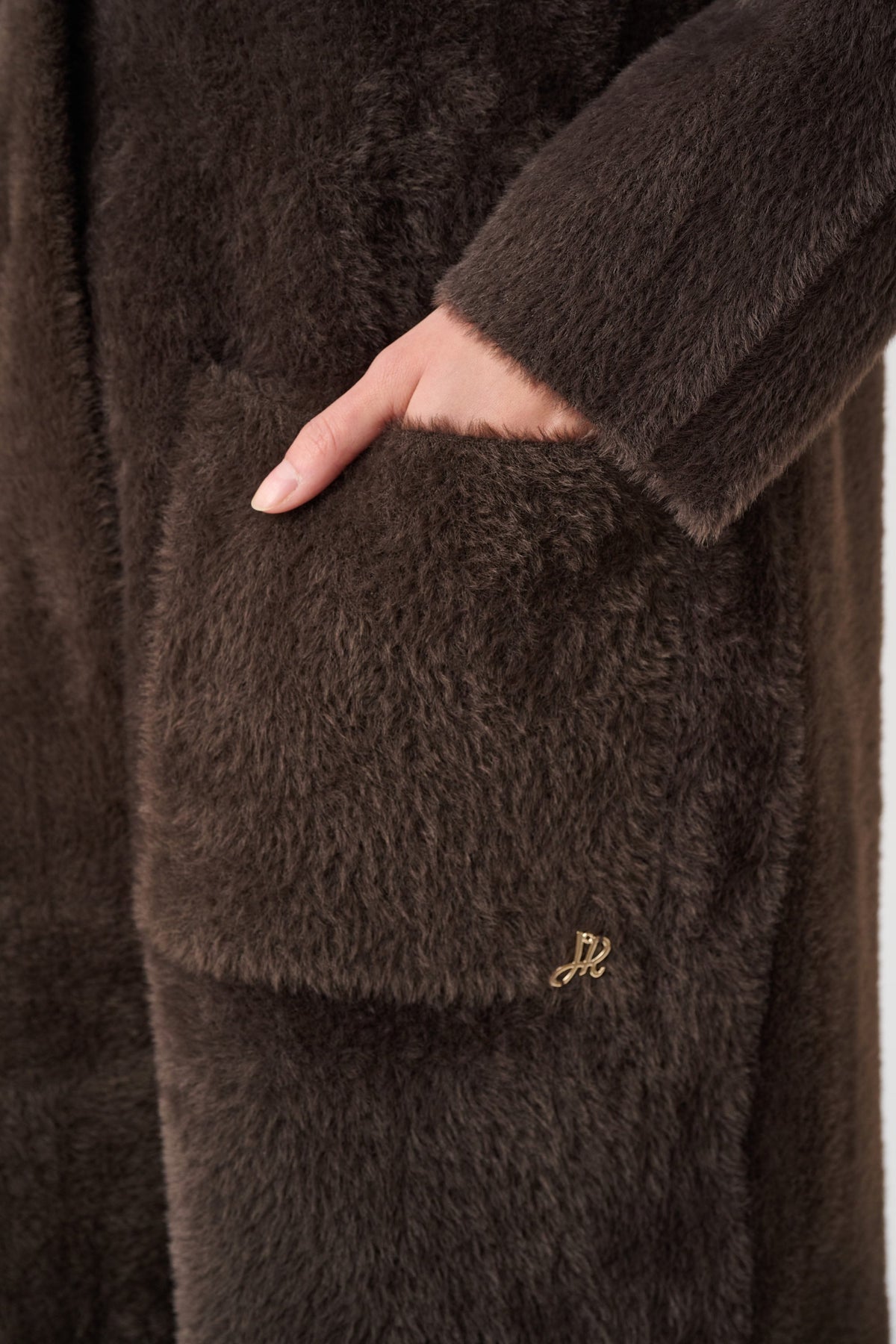 Cappotto con Collo in Ecopelliccia Staccabile Moka - Joseph Ribkoff