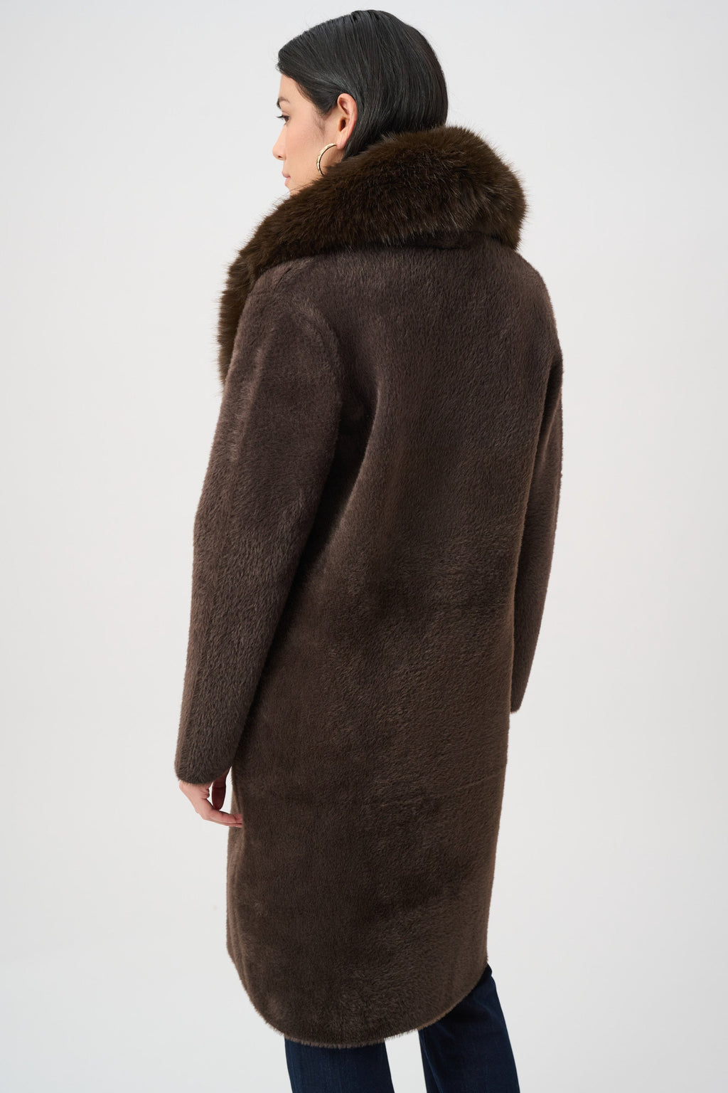Cappotto con Collo in Ecopelliccia Staccabile Moka - Joseph Ribkoff
