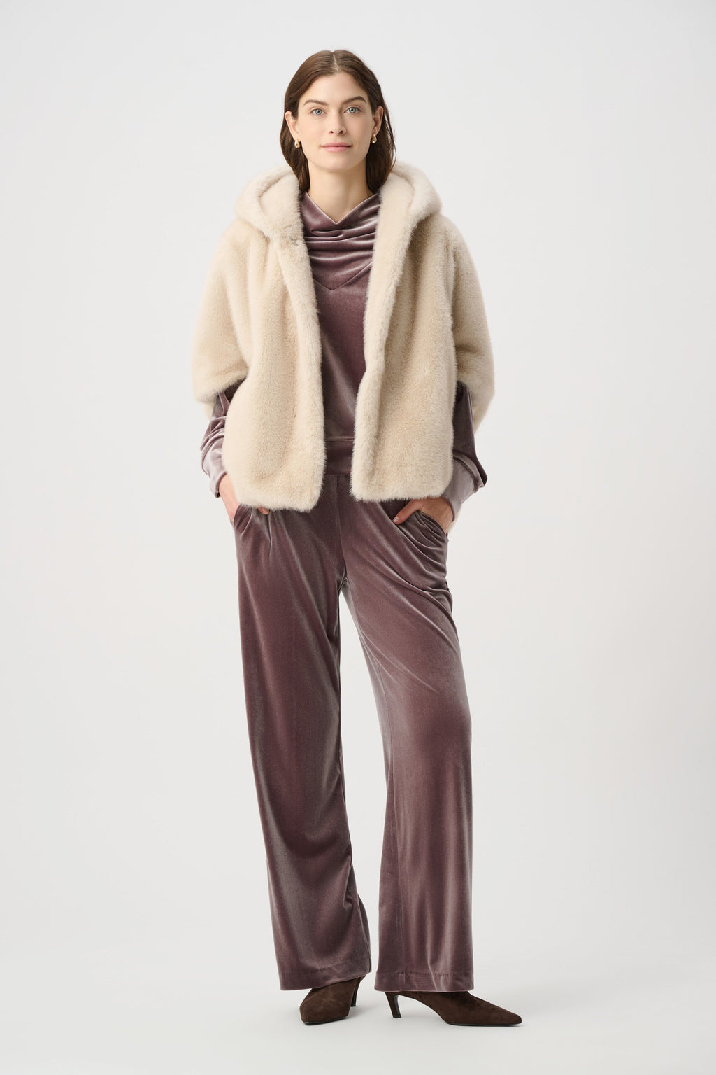 Cappotto in Ecopelliccia con Cappuccio Mandorla - Joseph Ribkoff