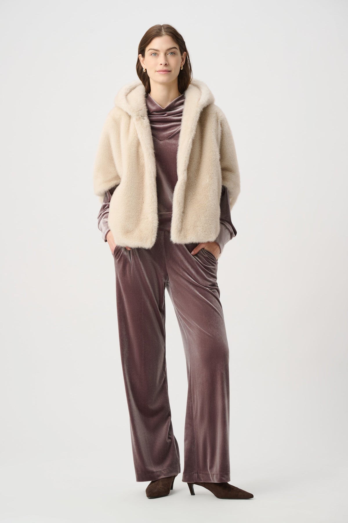 Cappotto in Ecopelliccia con Cappuccio Mandorla - Joseph Ribkoff
