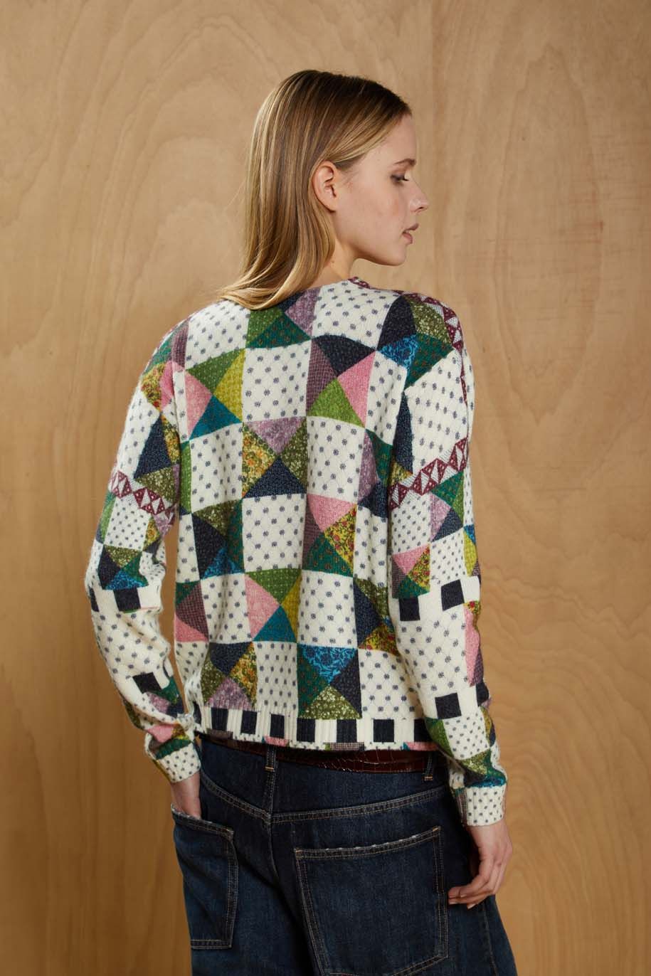 Lupetto Over Corto Double Use Pattern Quilt Panna - Jei's