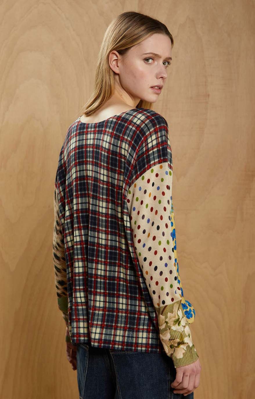 Pull Scollo a Barca Over Pattern Patchwork Multicolor - Jei's