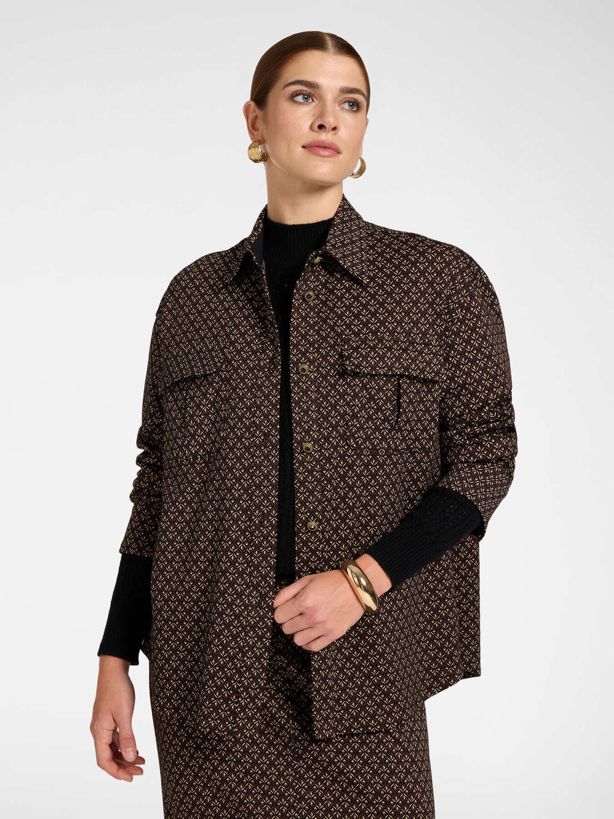 Camicia Overshirt Jacquard Nero - Elena Mirò