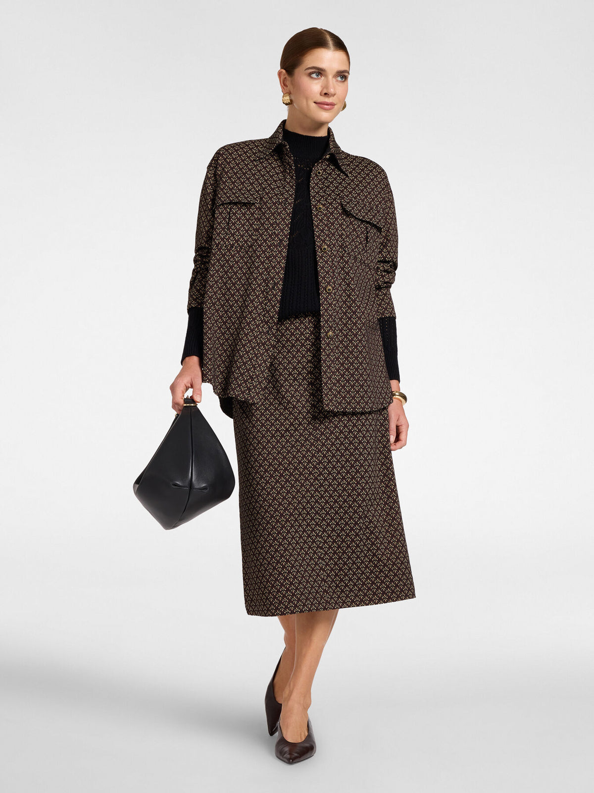 Camicia Overshirt Jacquard Nero - Elena Mirò