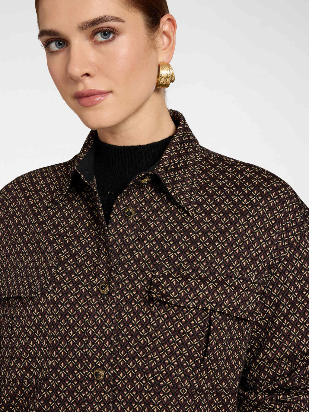 Camicia Overshirt Jacquard Nero - Elena Mirò