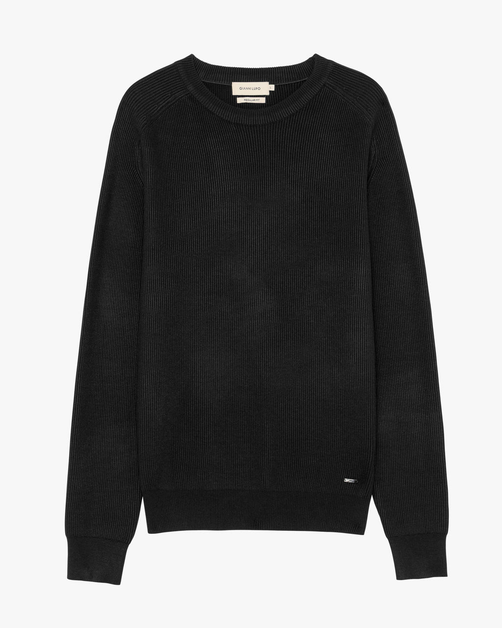 Maglione Girocollo a Coste Nero - GIANNI LUPO