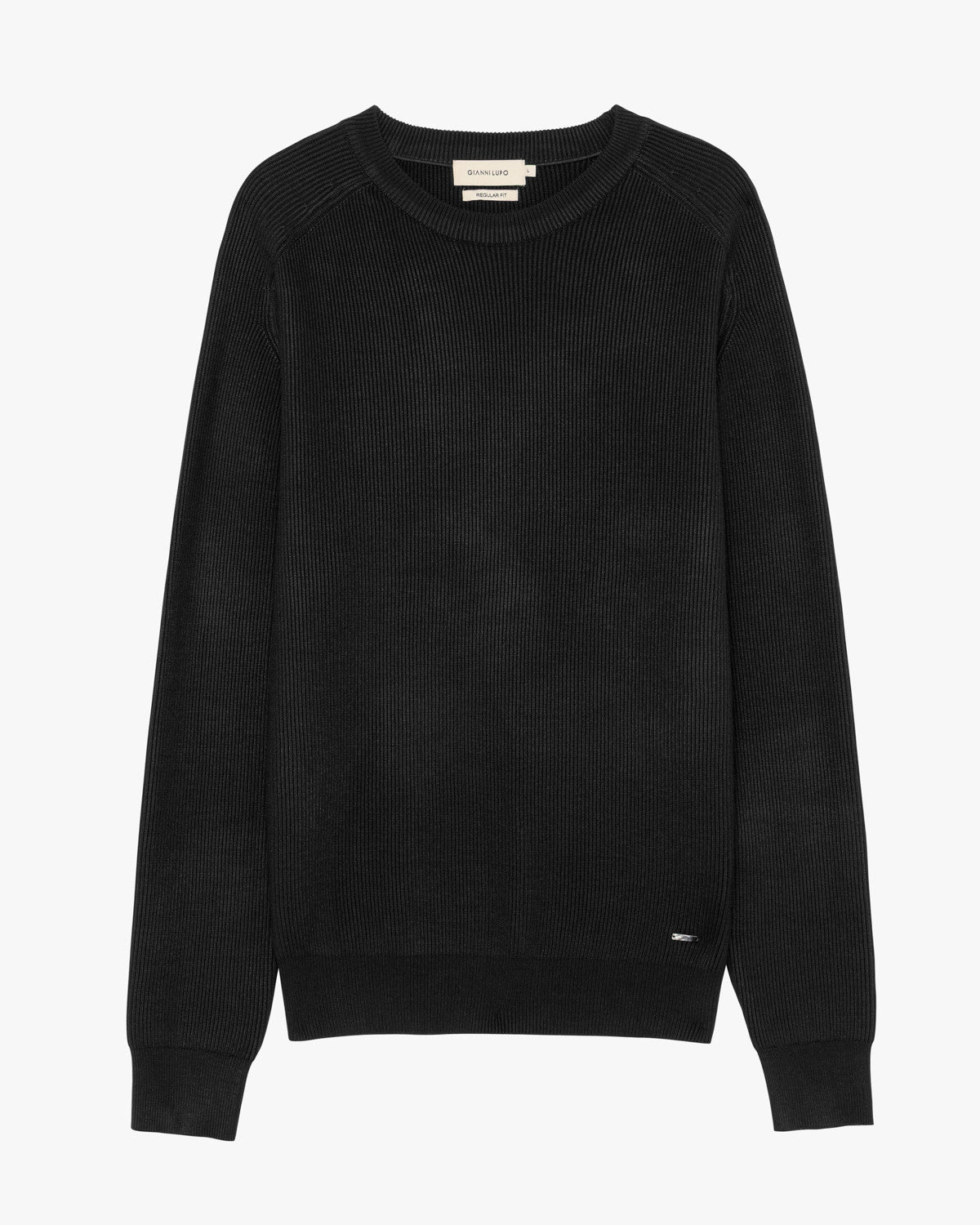 Maglione Girocollo a Coste Nero - GIANNI LUPO