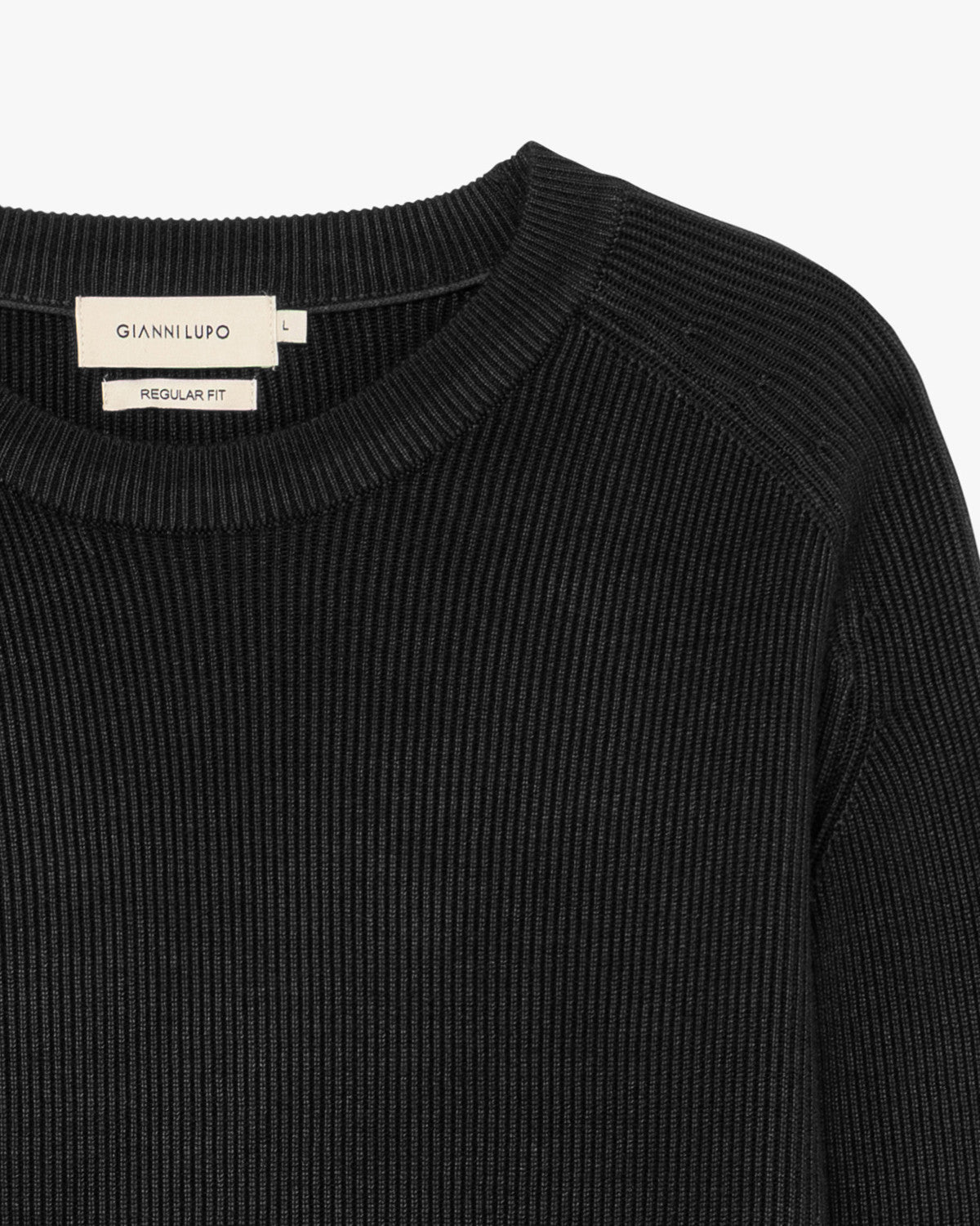 Maglione Girocollo a Coste Nero - GIANNI LUPO