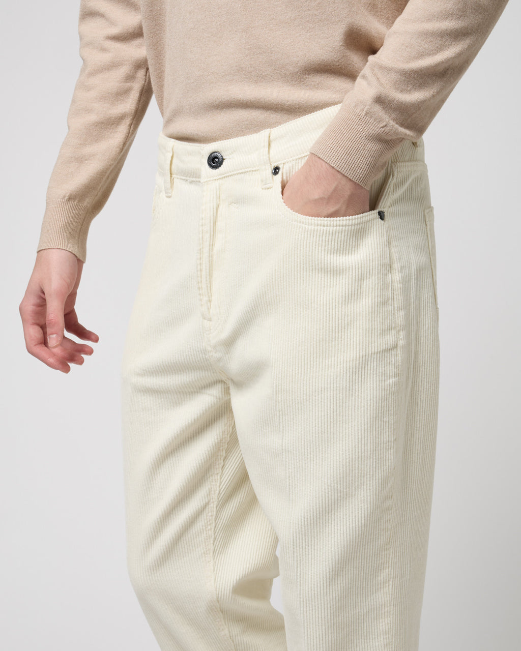 Pantalone Cooper in Velluto a Coste Panna - GIANNI LUPO