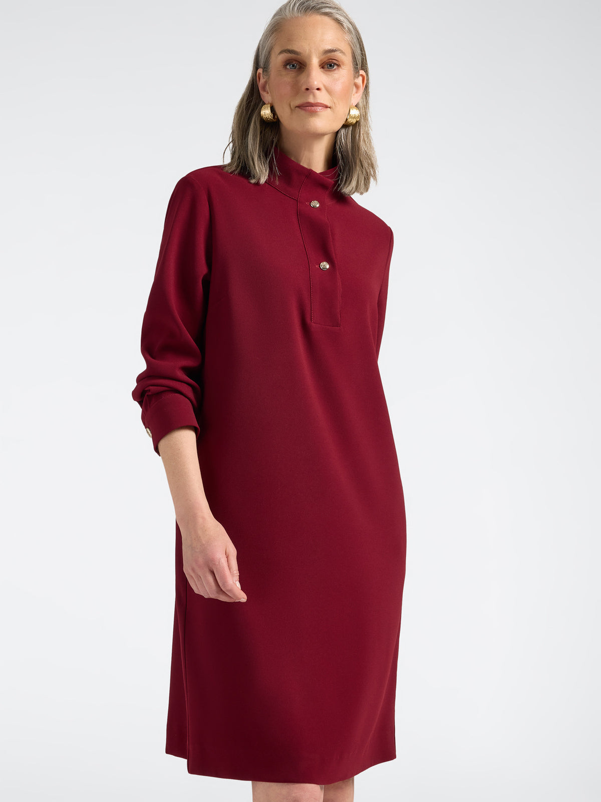 Abito in Cady con Collo Alto Bordeaux - Elena Mirò