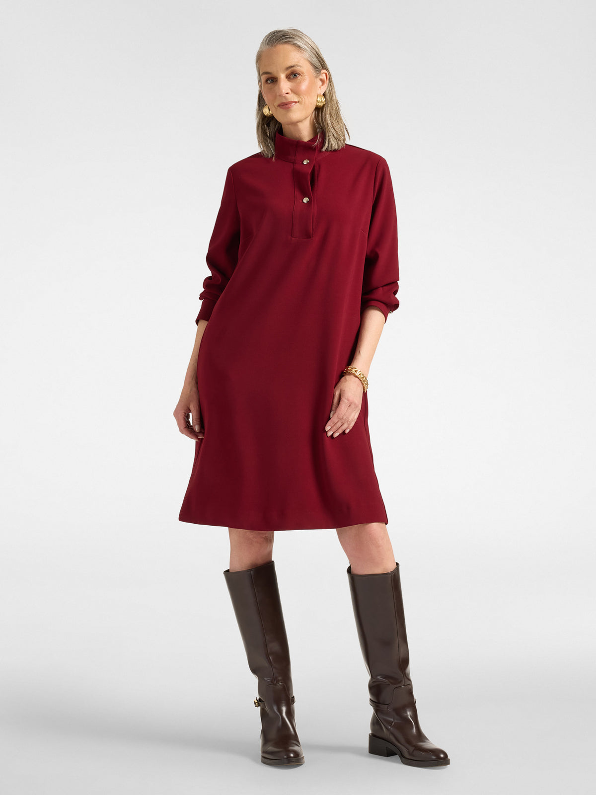 Abito in Cady con Collo Alto Bordeaux - Elena Mirò