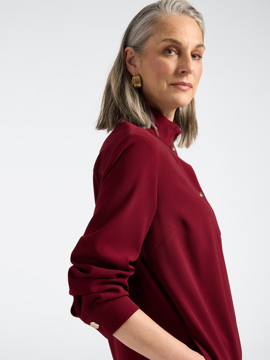 Abito in Cady con Collo Alto Bordeaux - Elena Mirò