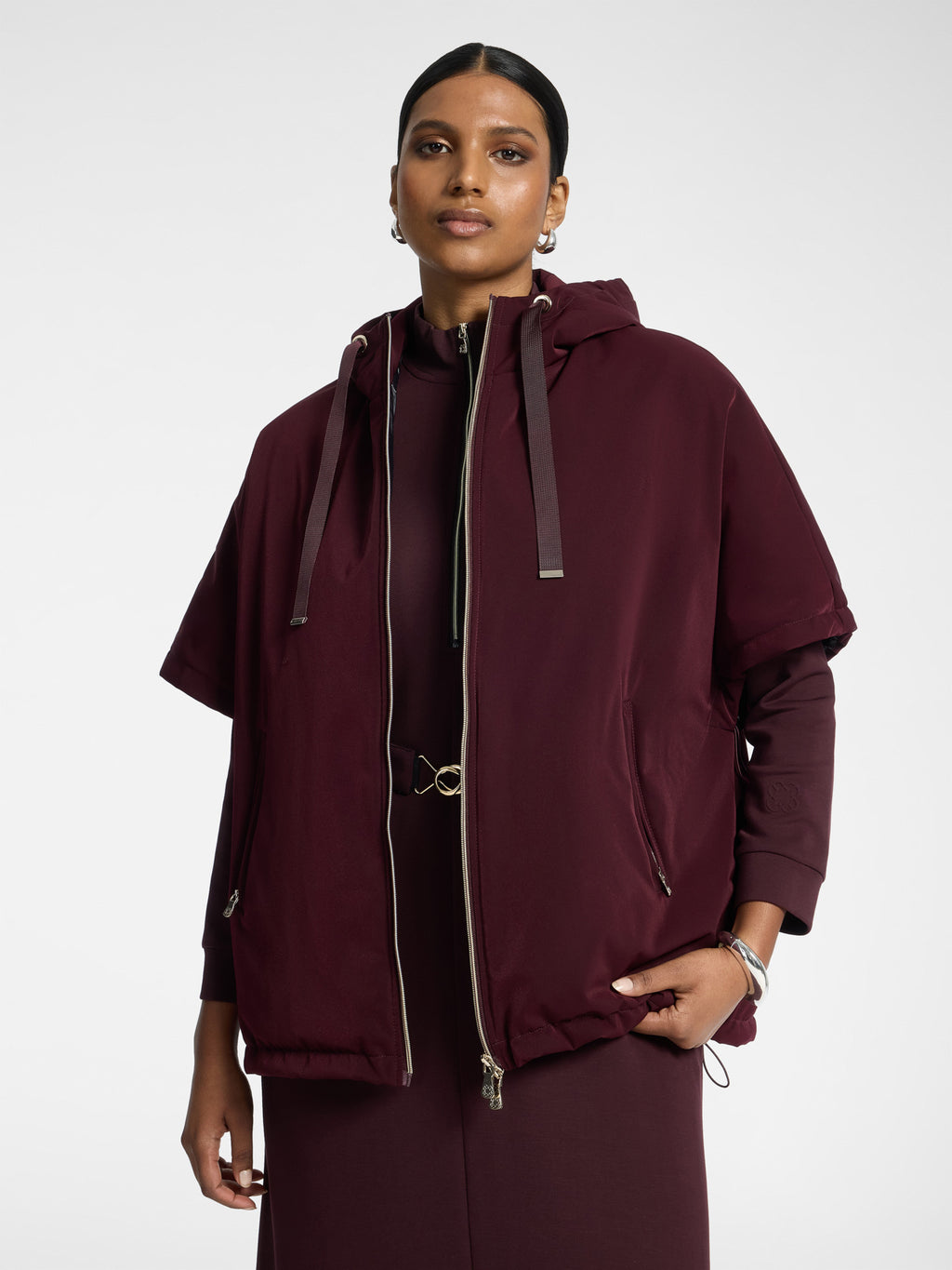 Cappa Lightweight in Nylon con Maniche Corte Bordeaux - Elena Mirò