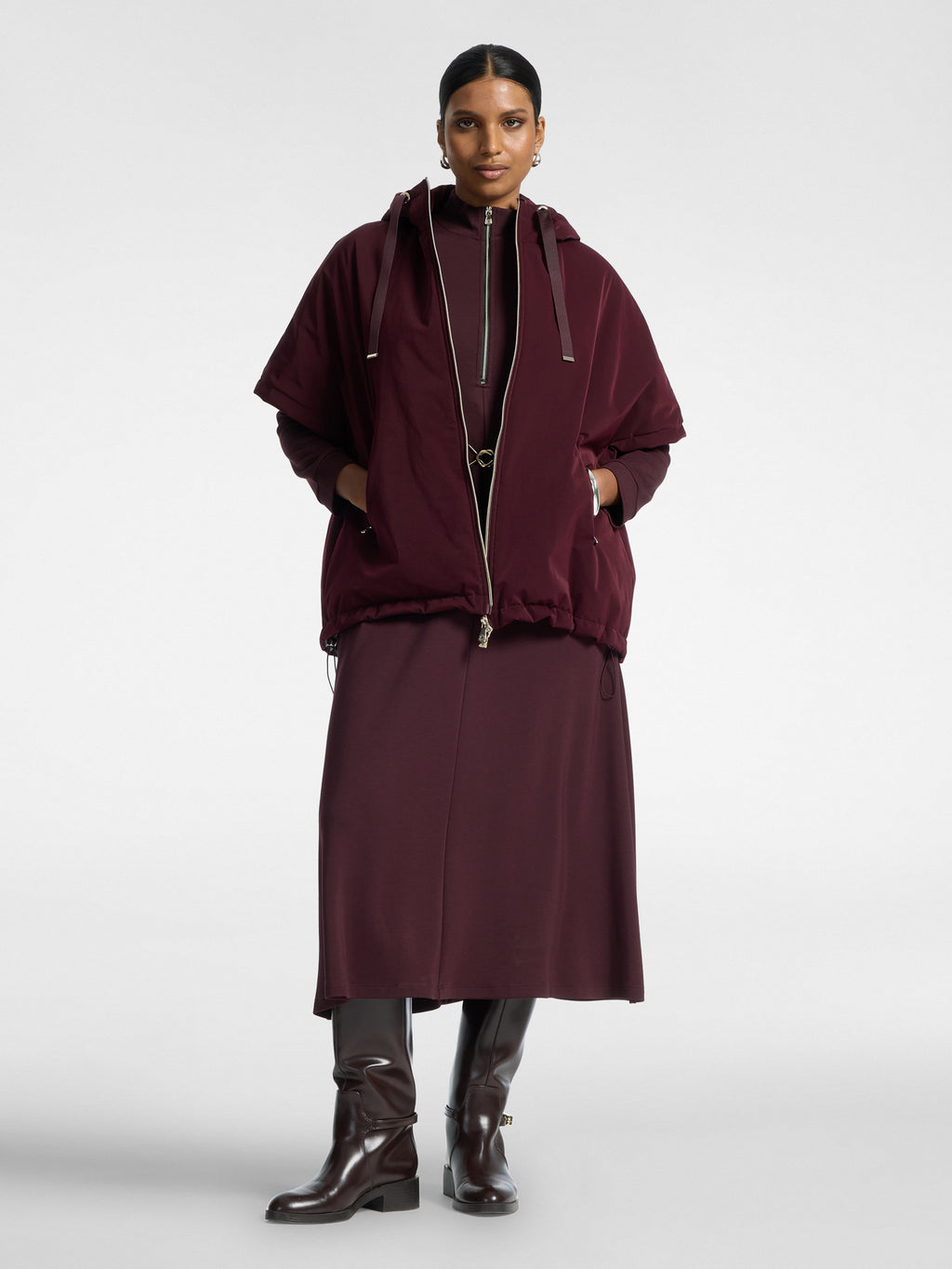 Cappa Lightweight in Nylon con Maniche Corte Bordeaux - Elena Mirò
