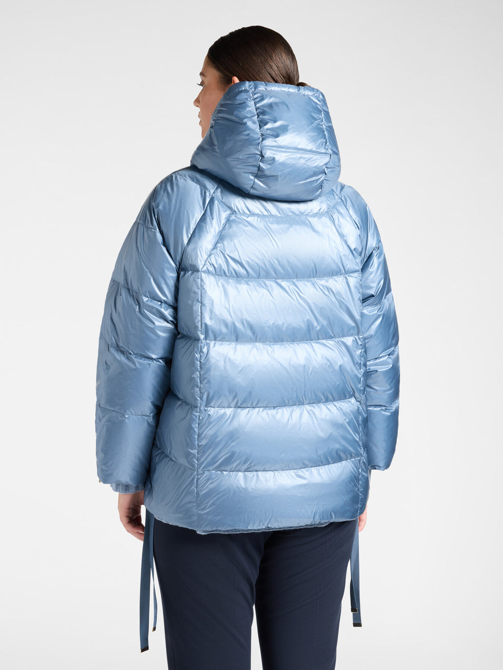 Piumino Trapuntato in Nylon con Cappuccio Azzurro - Elena Mirò