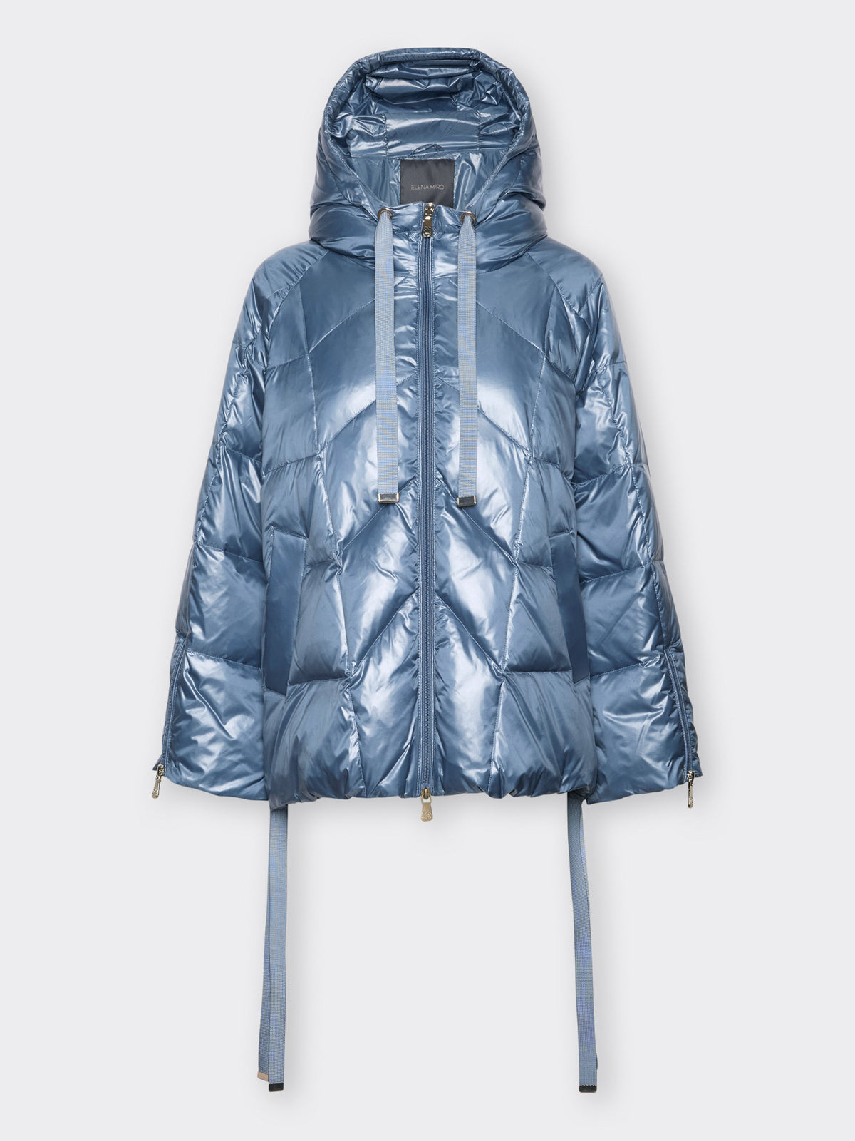Piumino Trapuntato in Nylon con Cappuccio Azzurro - Elena Mirò