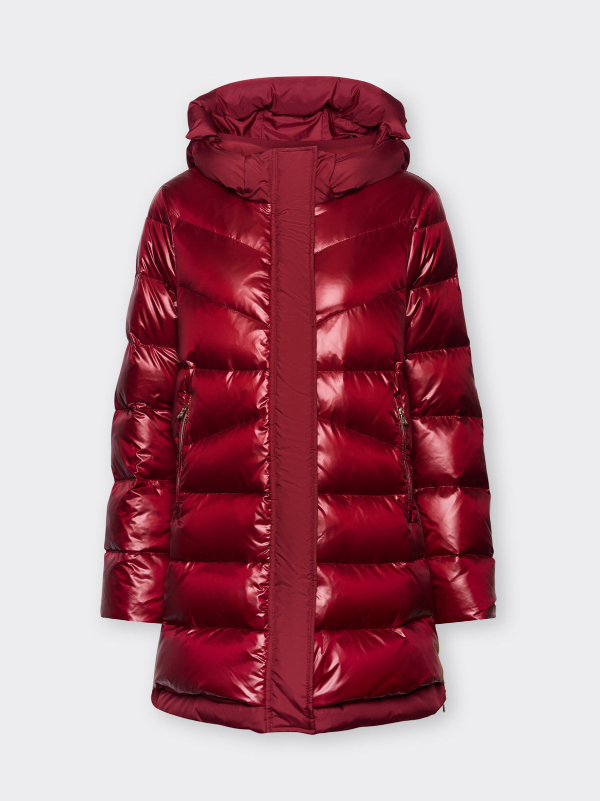 Piumino Lungo in Nylon Lucido e Opaco Bordeaux - Elena Mirò