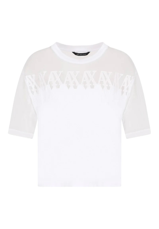 T-shirt Bianca A|X con Dettagli in Tulle e Logo