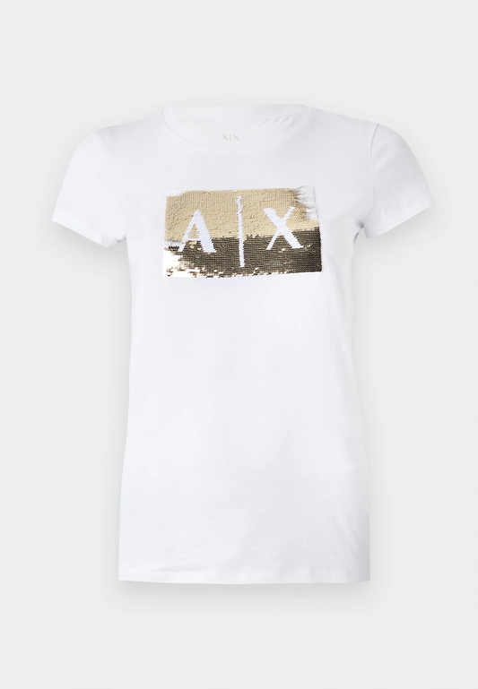 T-Shirt Armani Exchange Paillettes oro