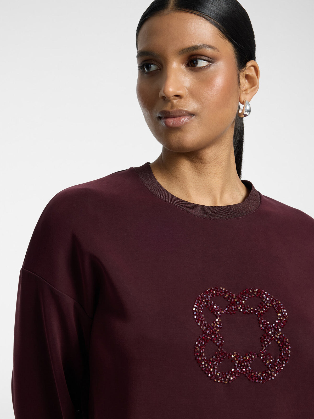 Felpa con Ricamo Monogram Bordeaux - Elena Mirò