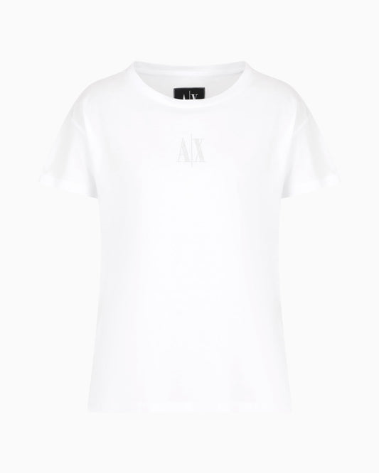 T-Shirt Bianca Armani Exchange con Logo Minimal