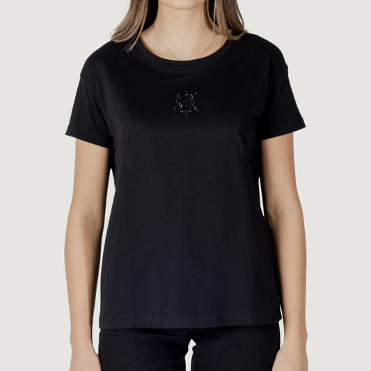 T-Shirt Nera Armani Exchange con Logo in Strass