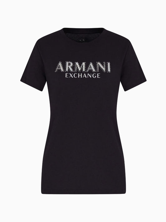T-shirt Nera A|X con Logo Decorato