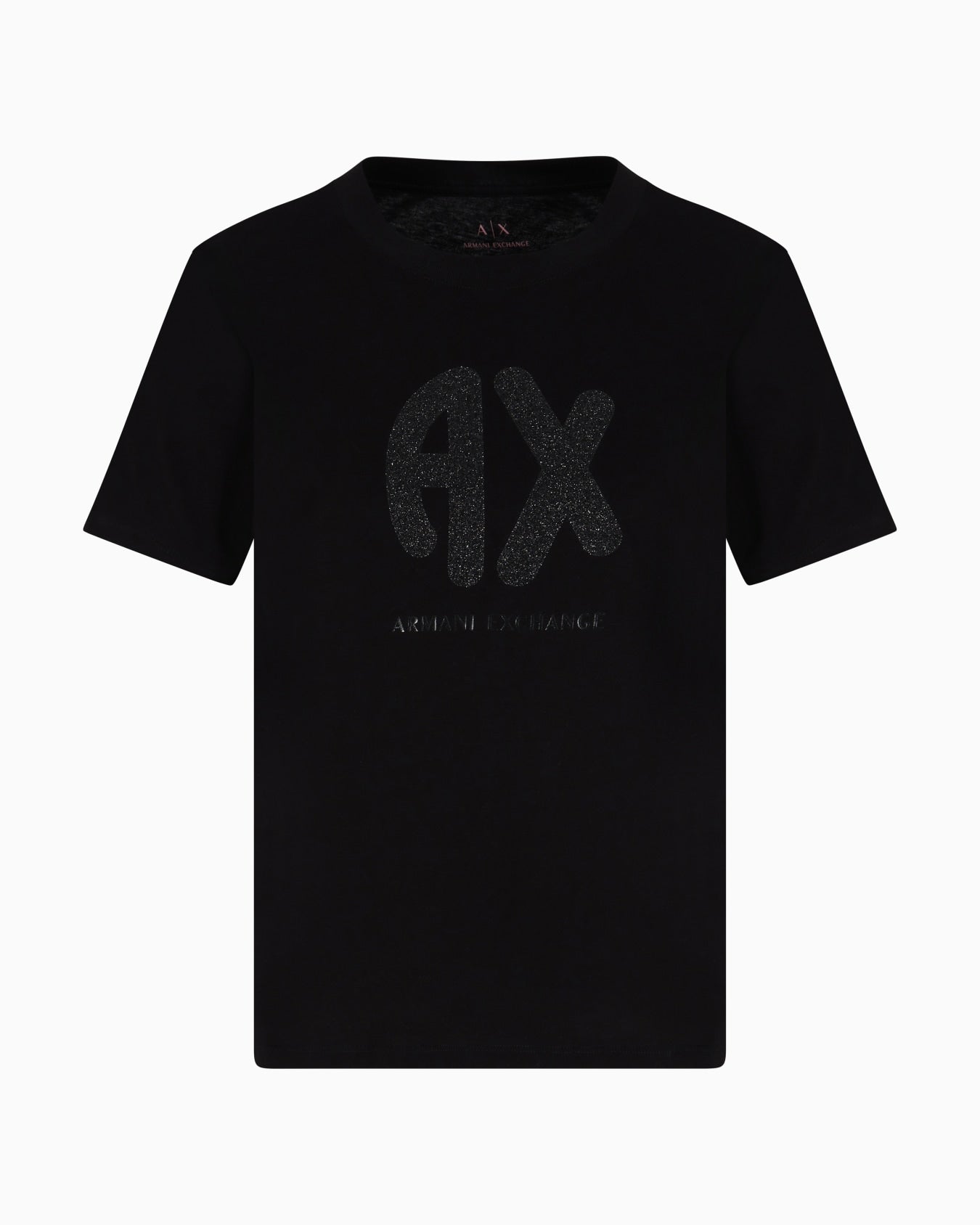 T-shirt Nera Armani Exchange con Logo Glitterato