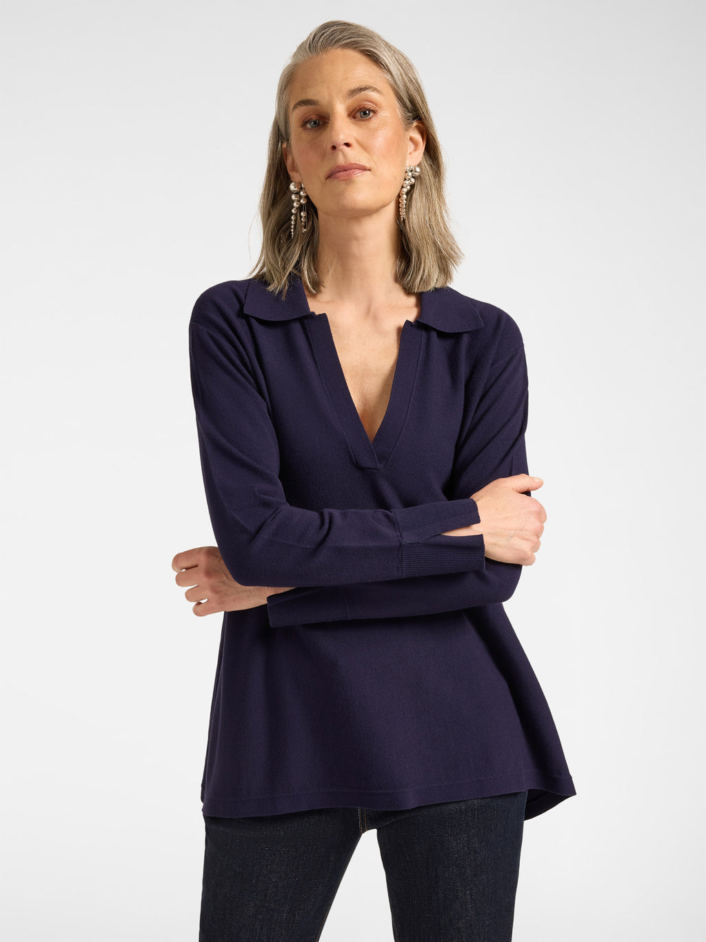 Maglia in Viscosa con Colletto Blu - Elena Mirò