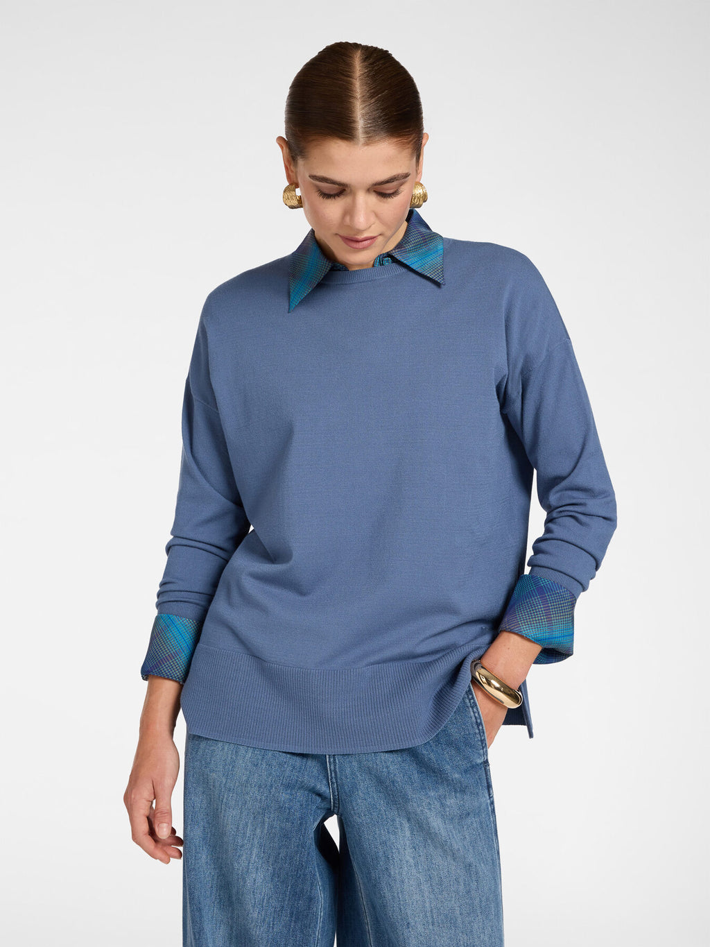 Maglia Girocollo in Viscosa Azzurro - Elena Mirò