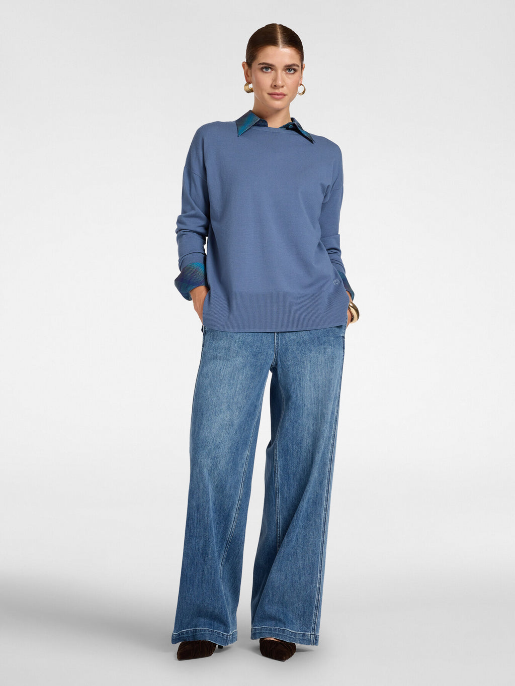 Maglia Girocollo in Viscosa Azzurro - Elena Mirò