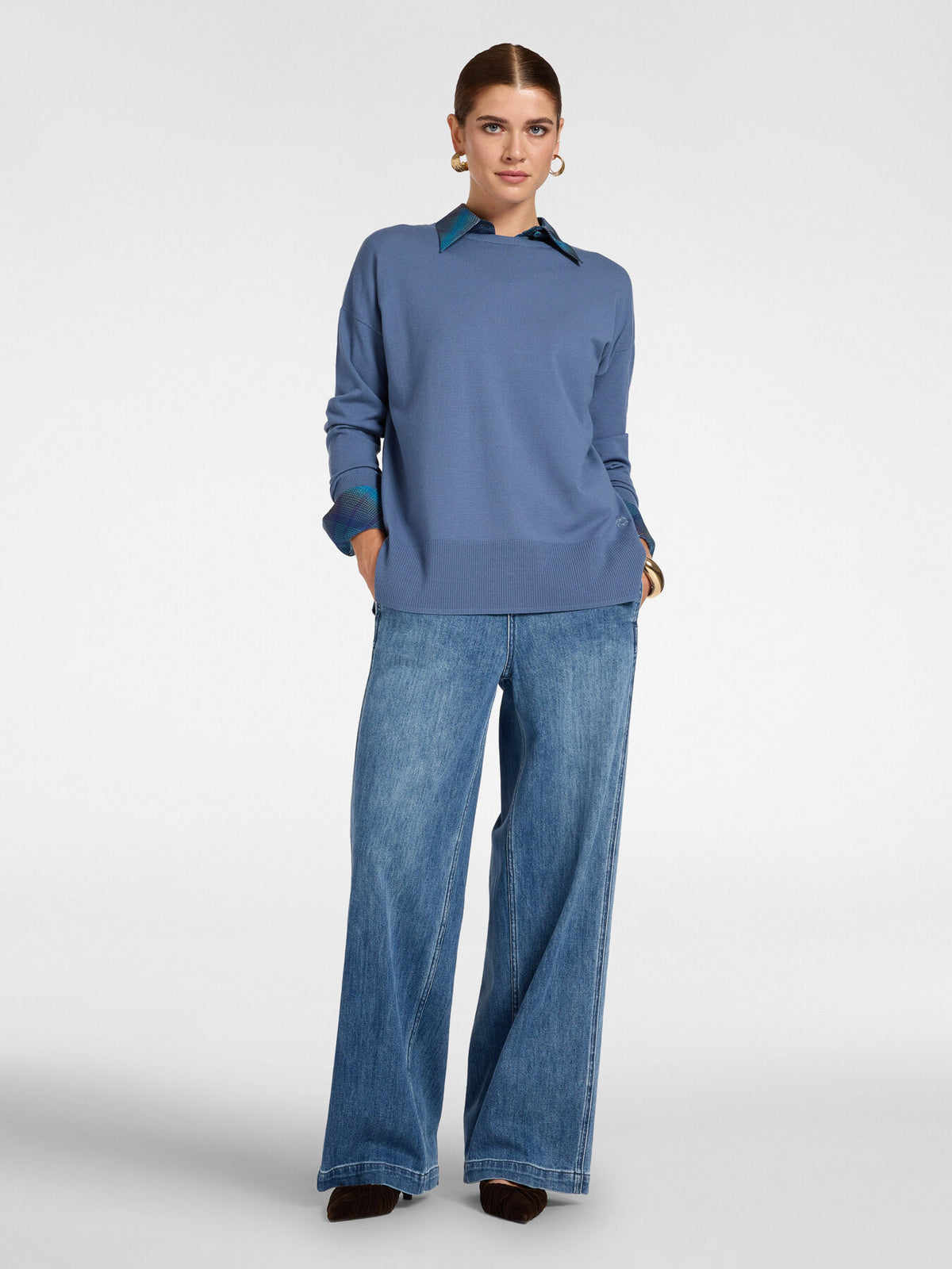 Maglia Girocollo in Viscosa Azzurro - Elena Mirò
