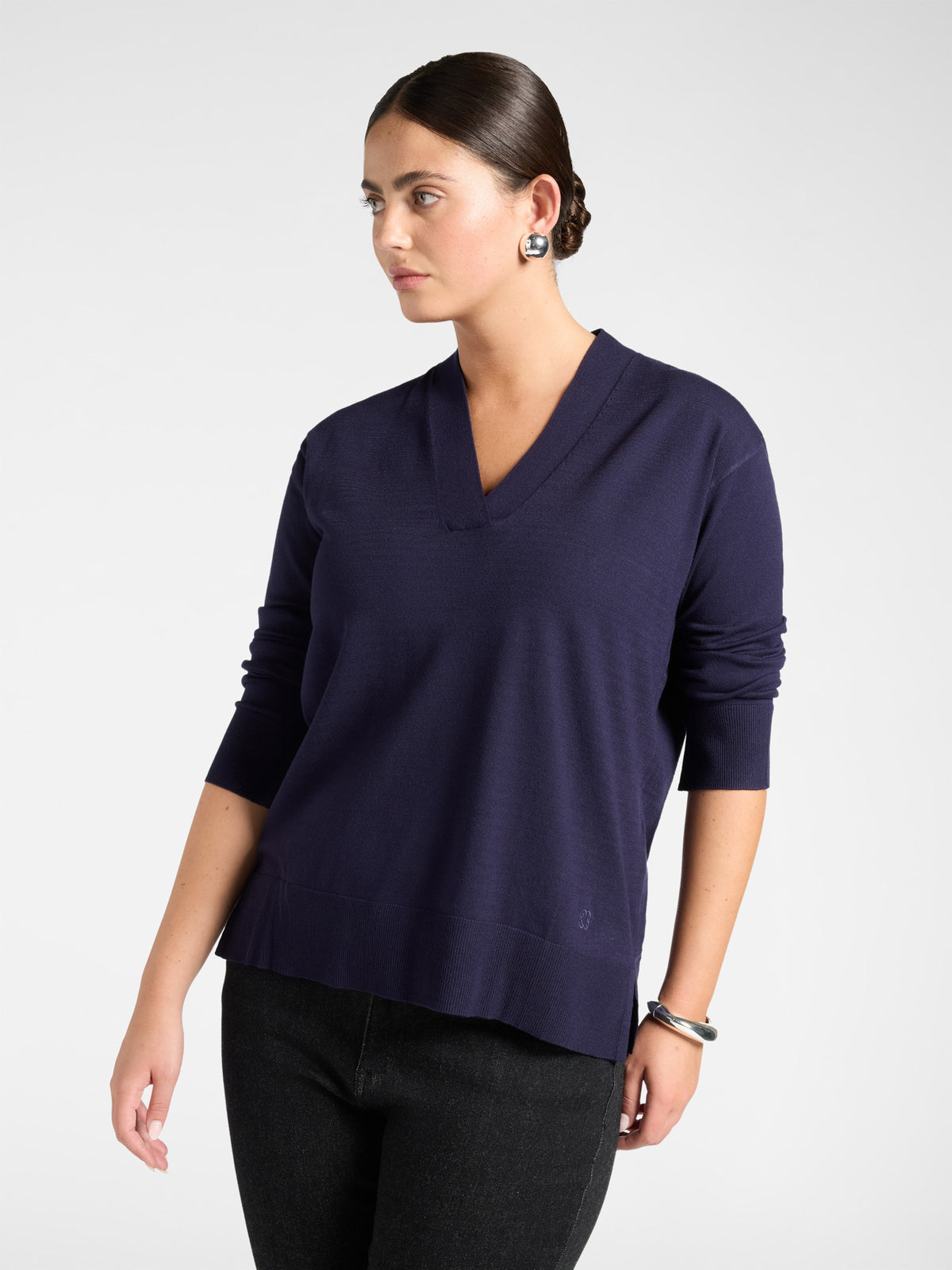 Maglia Viscosa Scollo a V Blu - Elena Mirò