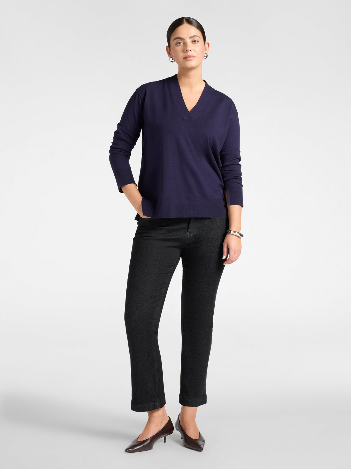 Maglia Viscosa Scollo a V Blu - Elena Mirò