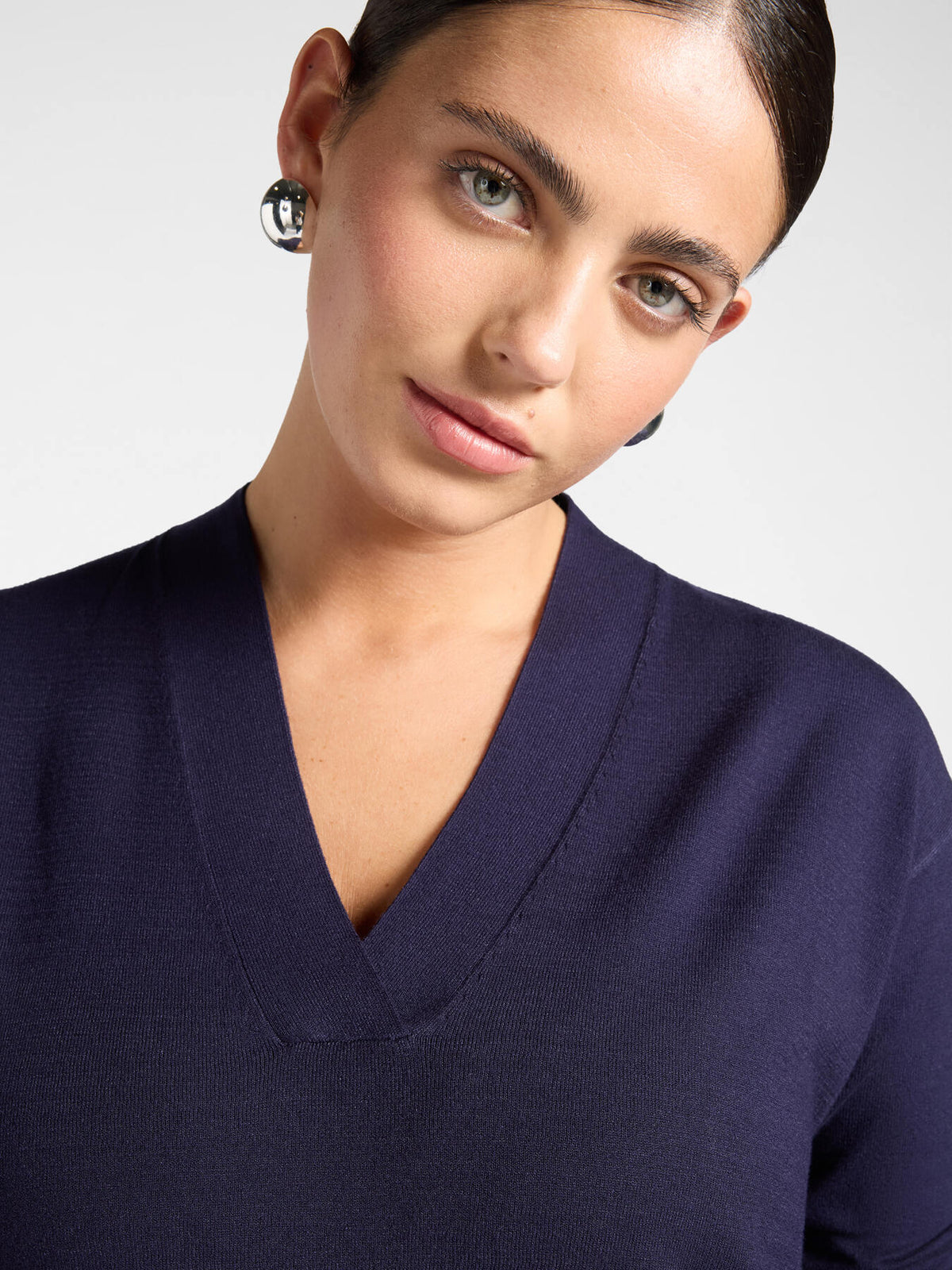 Maglia Viscosa Scollo a V Blu - Elena Mirò