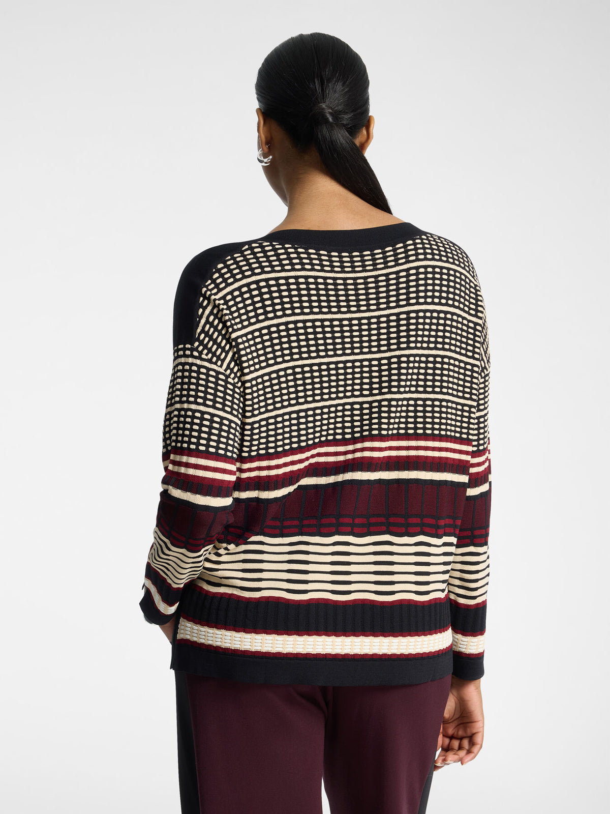 Maglia Jacquard con Scollo a Barchetta Bordeaux - Elena Mirò