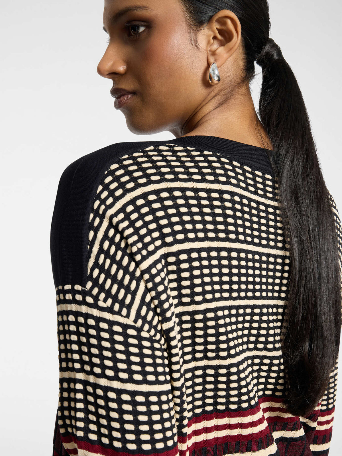 Maglia Jacquard con Scollo a Barchetta Bordeaux - Elena Mirò