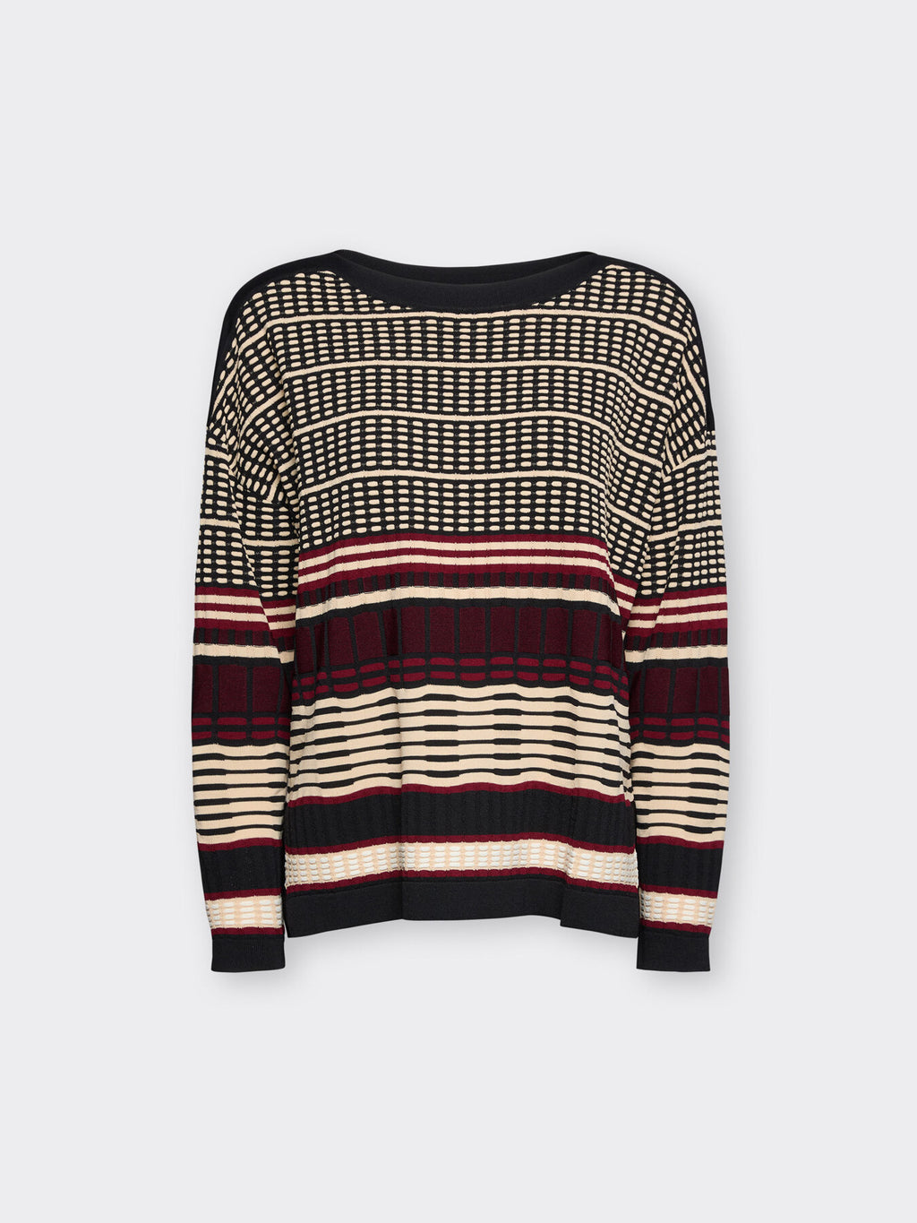 Maglia Jacquard con Scollo a Barchetta Bordeaux - Elena Mirò