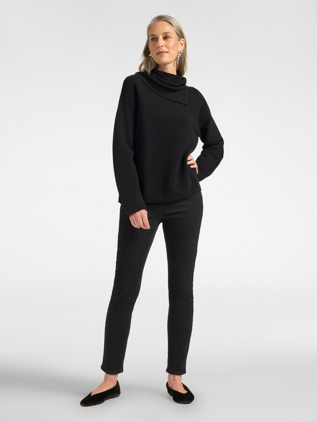 Maglia con Collo Staccabile Nero - Elena Mirò